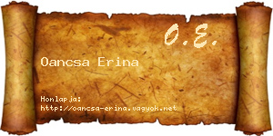 Oancsa Erina névjegykártya